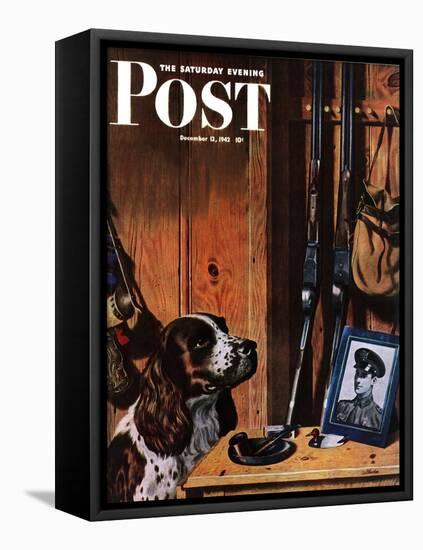 "Patient Dog," Saturday Evening Post Cover, December 12, 1942-John Atherton-Framed Premier Image Canvas