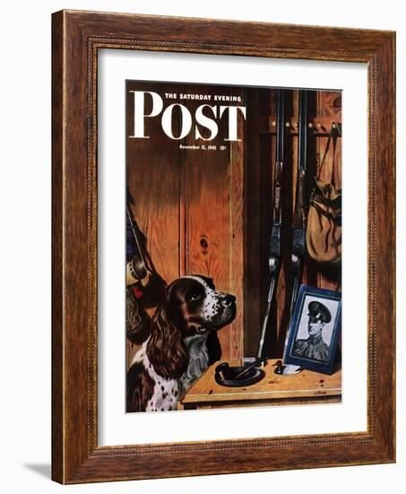 "Patient Dog," Saturday Evening Post Cover, December 12, 1942-John Atherton-Framed Giclee Print