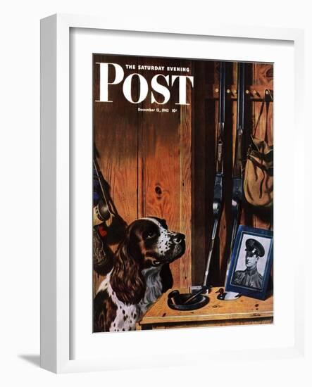 "Patient Dog," Saturday Evening Post Cover, December 12, 1942-John Atherton-Framed Giclee Print