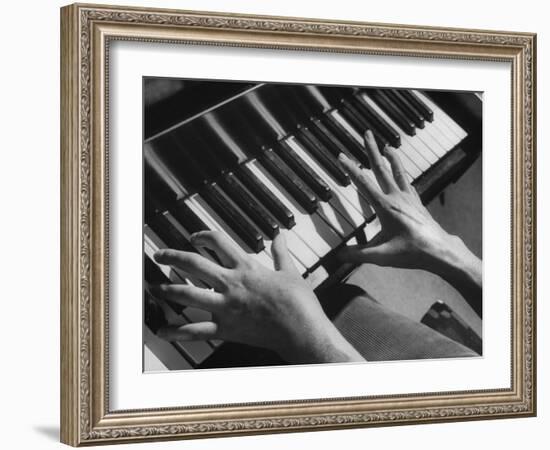 Patient Exercising Hands by Playing the Piano after Surgery-null-Framed Photographic Print