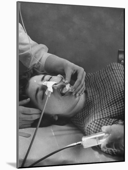 Patient Having Stomach Pumped after Poisoning by Overdose of Tranquilizers-Ralph Morse-Mounted Photographic Print