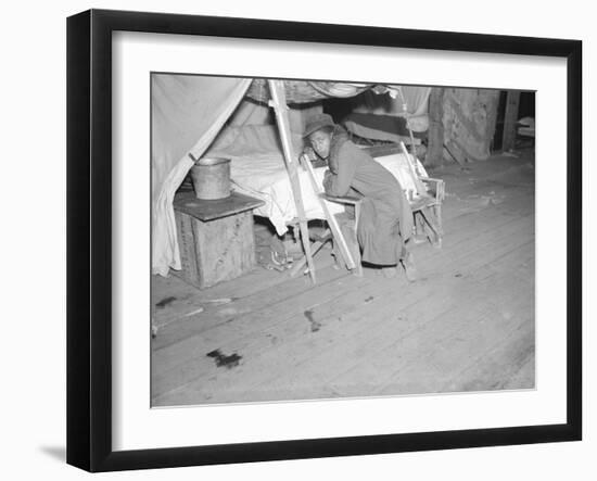 Patient in a Red Cross temporary infirmary for flood refugees at Forrest City, Arkansas, 1937-Walker Evans-Framed Photographic Print