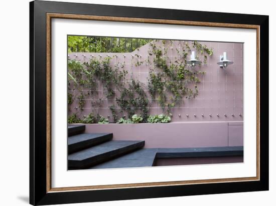 Patio Garden at Basement Level Showing a Raised Bed Planted with Brunnera London-Pedro Silmon-Framed Photo