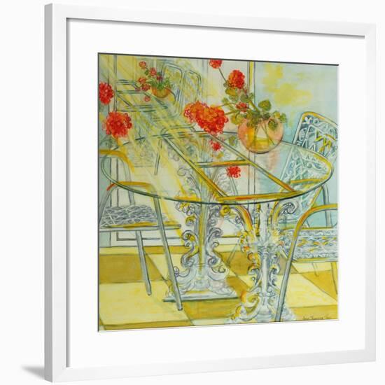 Patio Garden,Geraniums Reflected, 2010-Joan Thewsey-Framed Giclee Print