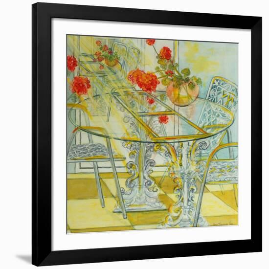 Patio Garden,Geraniums Reflected, 2010-Joan Thewsey-Framed Giclee Print