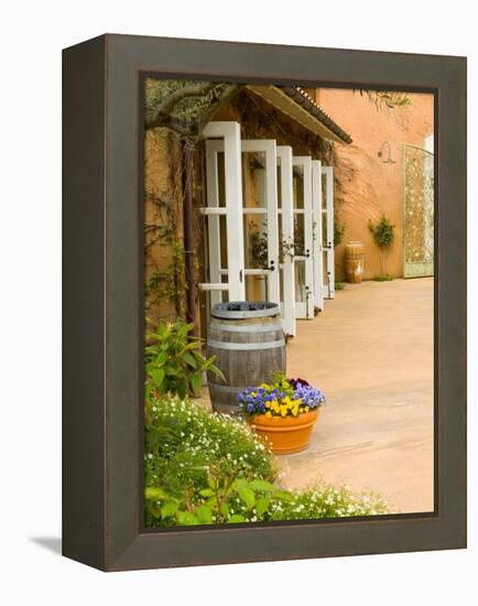 Patio Table at Viansa Winery, Sonoma Valley, California, USA-Julie Eggers-Framed Premier Image Canvas