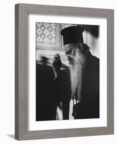 Patriarch Athenagoras at Daily Early Morning Prayer in His Private Chapel-Carlo Bavagnoli-Framed Photographic Print