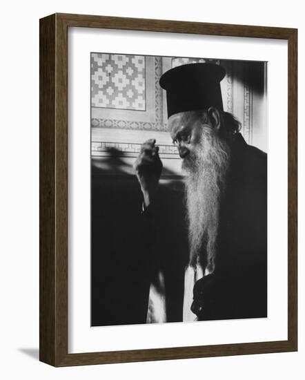 Patriarch Athenagoras at Daily Early Morning Prayer in His Private Chapel-Carlo Bavagnoli-Framed Photographic Print