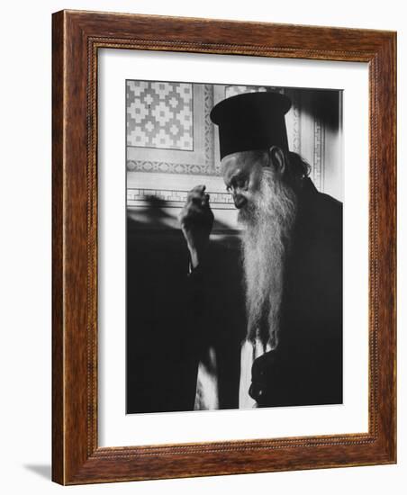 Patriarch Athenagoras at Daily Early Morning Prayer in His Private Chapel-Carlo Bavagnoli-Framed Photographic Print