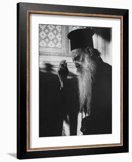 Patriarch Athenagoras at Daily Early Morning Prayer in His Private Chapel-Carlo Bavagnoli-Framed Photographic Print