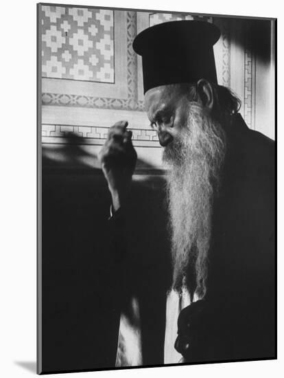 Patriarch Athenagoras at Daily Early Morning Prayer in His Private Chapel-Carlo Bavagnoli-Mounted Photographic Print