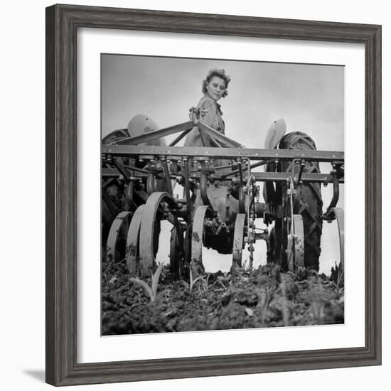 Patricia Colleen Altree Harrowing a Corn Field-J^ R^ Eyerman-Framed Photographic Print