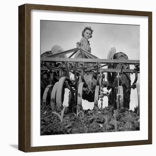 Patricia Colleen Altree Harrowing a Corn Field-J^ R^ Eyerman-Framed Photographic Print