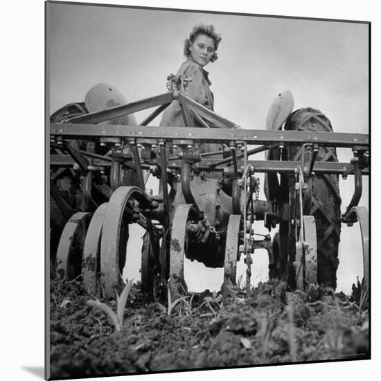 Patricia Colleen Altree Harrowing a Corn Field-J^ R^ Eyerman-Mounted Photographic Print