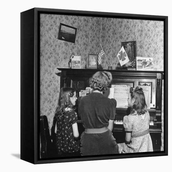 Patricia Colleen Altree Playing the Piano with Her Two Sisters-J^ R^ Eyerman-Framed Premier Image Canvas