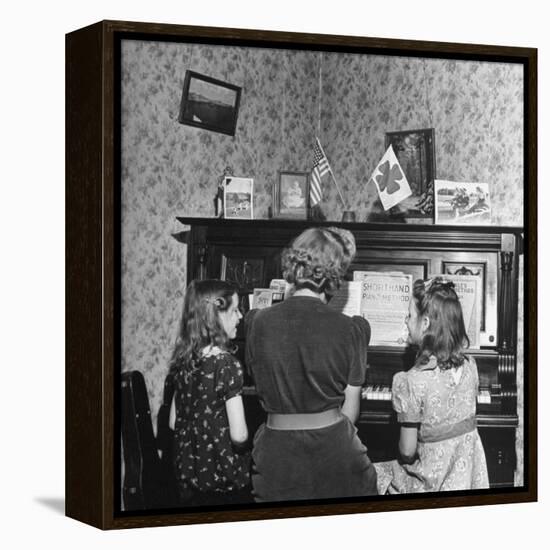 Patricia Colleen Altree Playing the Piano with Her Two Sisters-J^ R^ Eyerman-Framed Premier Image Canvas
