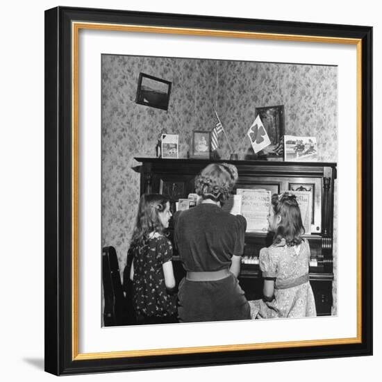 Patricia Colleen Altree Playing the Piano with Her Two Sisters-J^ R^ Eyerman-Framed Premium Photographic Print