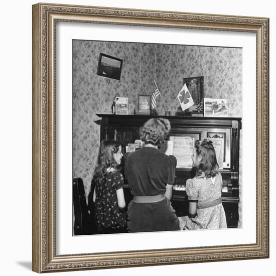 Patricia Colleen Altree Playing the Piano with Her Two Sisters-J^ R^ Eyerman-Framed Photographic Print