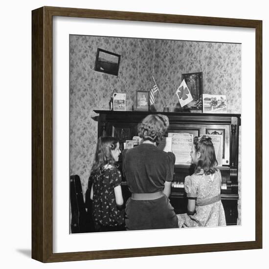 Patricia Colleen Altree Playing the Piano with Her Two Sisters-J^ R^ Eyerman-Framed Photographic Print