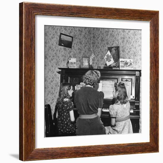 Patricia Colleen Altree Playing the Piano with Her Two Sisters-J^ R^ Eyerman-Framed Photographic Print