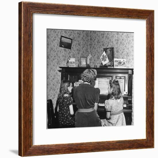 Patricia Colleen Altree Playing the Piano with Her Two Sisters-J^ R^ Eyerman-Framed Photographic Print