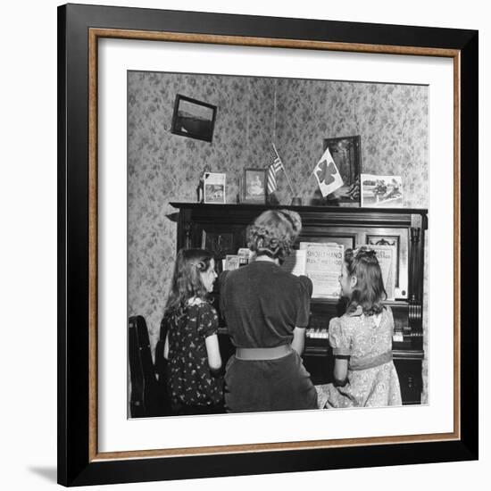 Patricia Colleen Altree Playing the Piano with Her Two Sisters-J^ R^ Eyerman-Framed Photographic Print