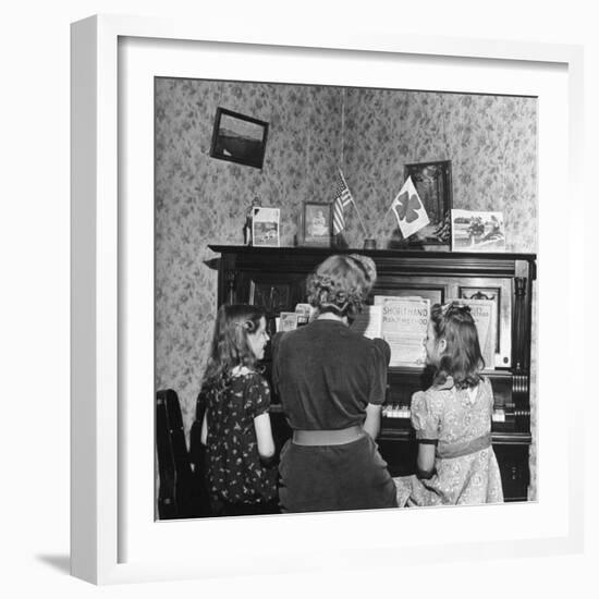 Patricia Colleen Altree Playing the Piano with Her Two Sisters-J^ R^ Eyerman-Framed Photographic Print