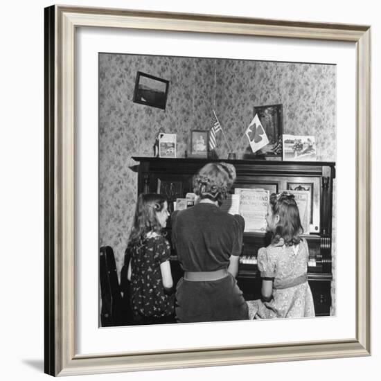 Patricia Colleen Altree Playing the Piano with Her Two Sisters-J^ R^ Eyerman-Framed Photographic Print