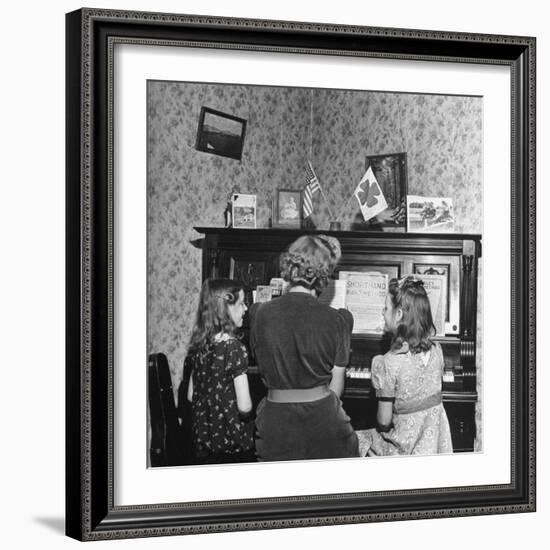 Patricia Colleen Altree Playing the Piano with Her Two Sisters-J^ R^ Eyerman-Framed Photographic Print