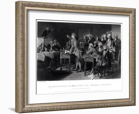 Patrick Henry (1736-1799) Addressing the Virginia Assembly, March 1775 Engraved by Henry Bryan Hall-Alonzo Chappel-Framed Giclee Print