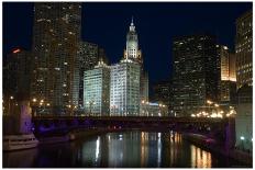 Chicago River at night-Patrick  J. Warneka-Photographic Print