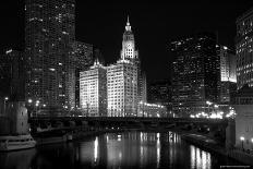 Black And White Of Chicago River-Patrick Warneka-Framed Premier Image Canvas