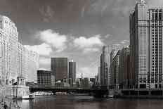 Black And White Of Chicago River-Patrick Warneka-Framed Premier Image Canvas