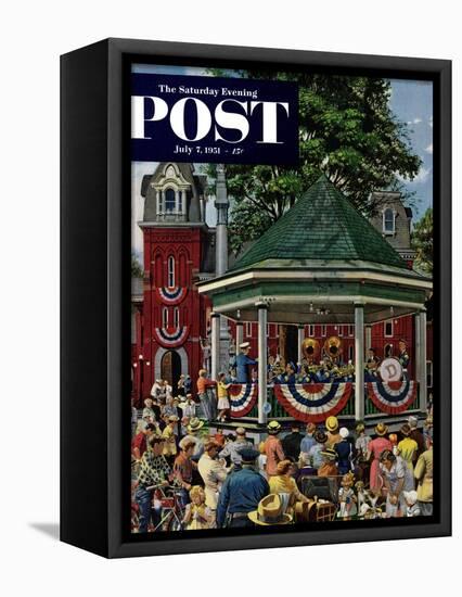 "Patriotic Band Concert" Saturday Evening Post Cover, July 7, 1951-Stevan Dohanos-Framed Premier Image Canvas