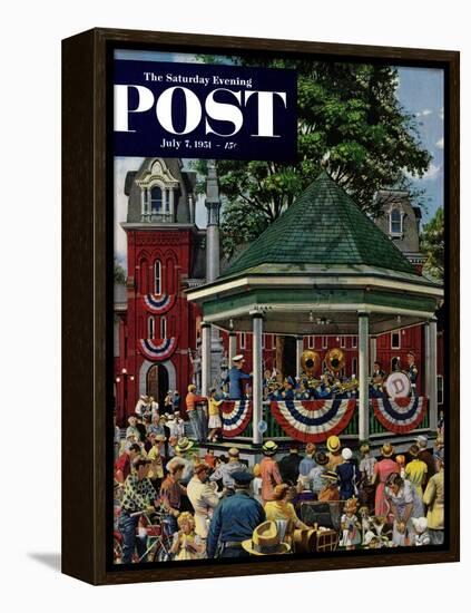 "Patriotic Band Concert" Saturday Evening Post Cover, July 7, 1951-Stevan Dohanos-Framed Premier Image Canvas