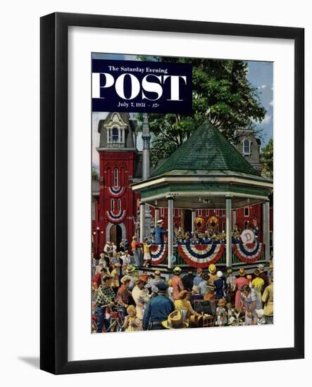 "Patriotic Band Concert" Saturday Evening Post Cover, July 7, 1951-Stevan Dohanos-Framed Giclee Print