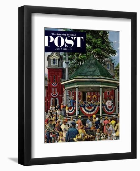 "Patriotic Band Concert" Saturday Evening Post Cover, July 7, 1951-Stevan Dohanos-Framed Giclee Print