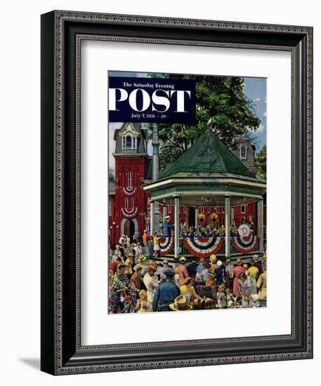 "Patriotic Band Concert" Saturday Evening Post Cover, July 7, 1951-Stevan Dohanos-Framed Giclee Print