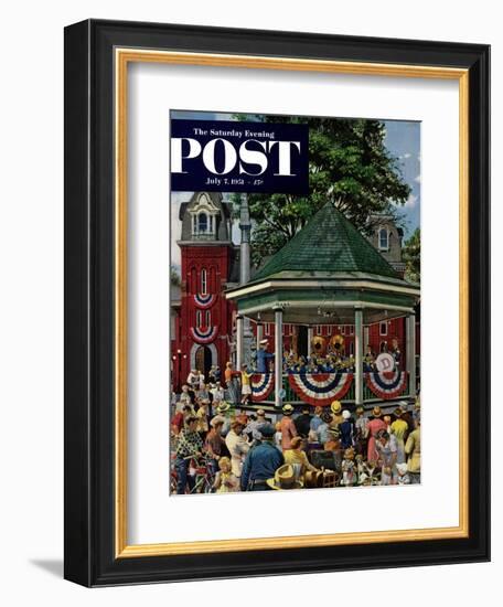 "Patriotic Band Concert" Saturday Evening Post Cover, July 7, 1951-Stevan Dohanos-Framed Giclee Print