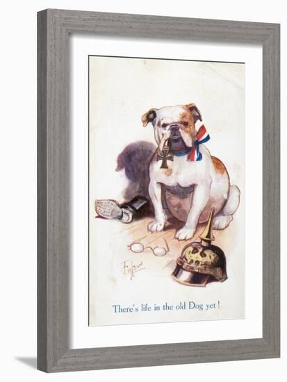 Patriotic British Bulldog, There's Life in the Old Dog Yet!-null-Framed Art Print
