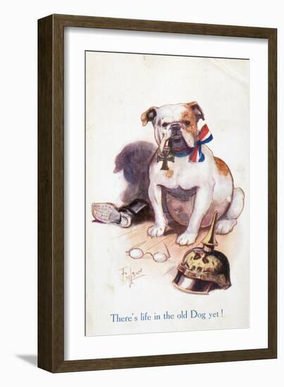 Patriotic British Bulldog, There's Life in the Old Dog Yet!-null-Framed Art Print