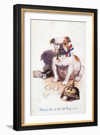 Patriotic British Bulldog, There's Life in the Old Dog Yet!-null-Framed Art Print