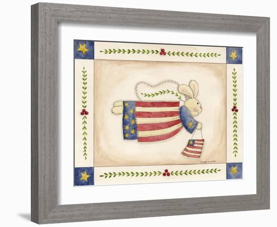 Patriotic Bunny Angel with Flag-Debbie McMaster-Framed Giclee Print