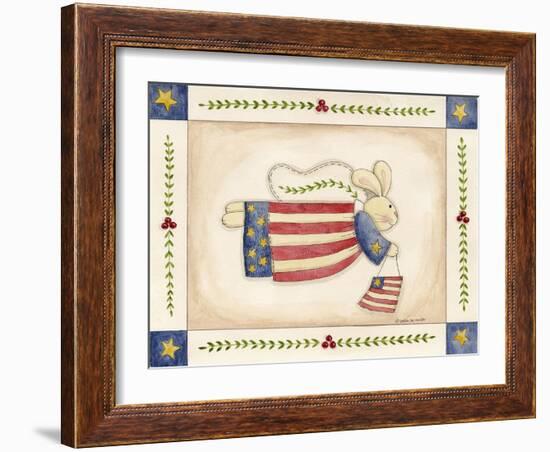 Patriotic Bunny Angel with Flag-Debbie McMaster-Framed Giclee Print