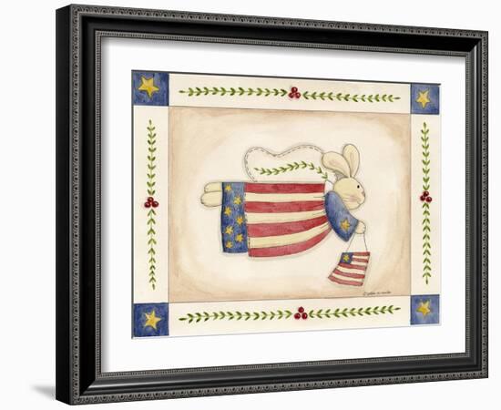 Patriotic Bunny Angel with Flag-Debbie McMaster-Framed Giclee Print