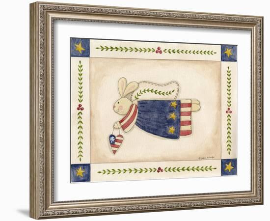 Patriotic Bunny Angel with Heart-Debbie McMaster-Framed Giclee Print
