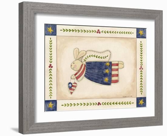 Patriotic Bunny Angel with Heart-Debbie McMaster-Framed Giclee Print