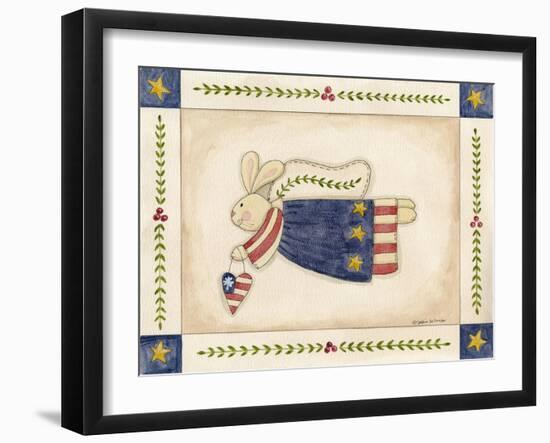 Patriotic Bunny Angel with Heart-Debbie McMaster-Framed Giclee Print