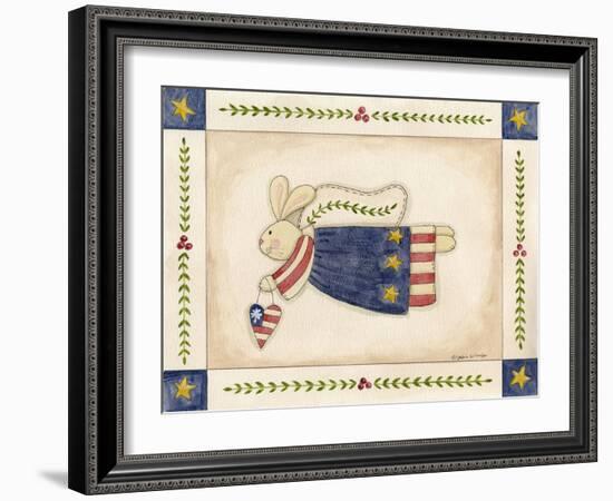 Patriotic Bunny Angel with Heart-Debbie McMaster-Framed Giclee Print