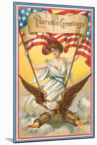 Patriotic Greetings, Columbia and Eagle-null-Mounted Art Print